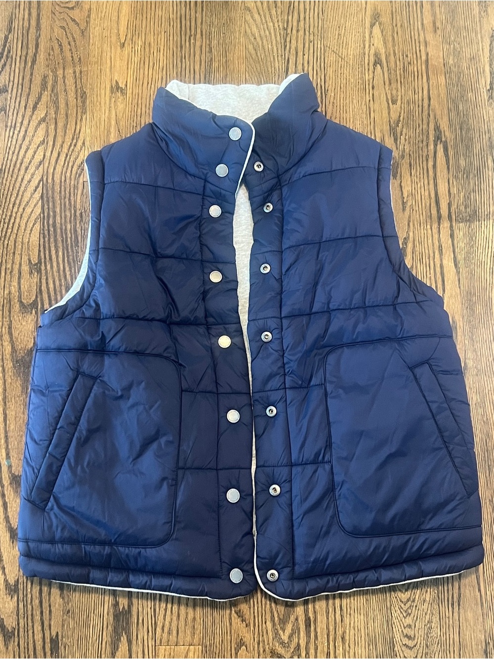 Boden Navy Quilted Reversible Puffer Vest